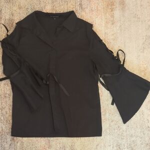 Walter Baker Black Asymmetrical Bell Sleeve Top